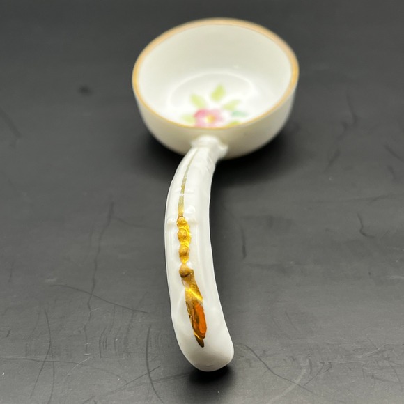 Vtg Hand Painted Nippon Porcelain Condiment Ladle Spoon Floral Pink Azalea 5" - Picture 5 of 7